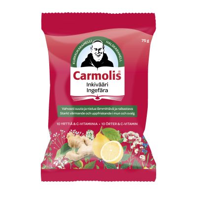 Carmolis Inkivääri Kurkkukaramelli 1x75 g 